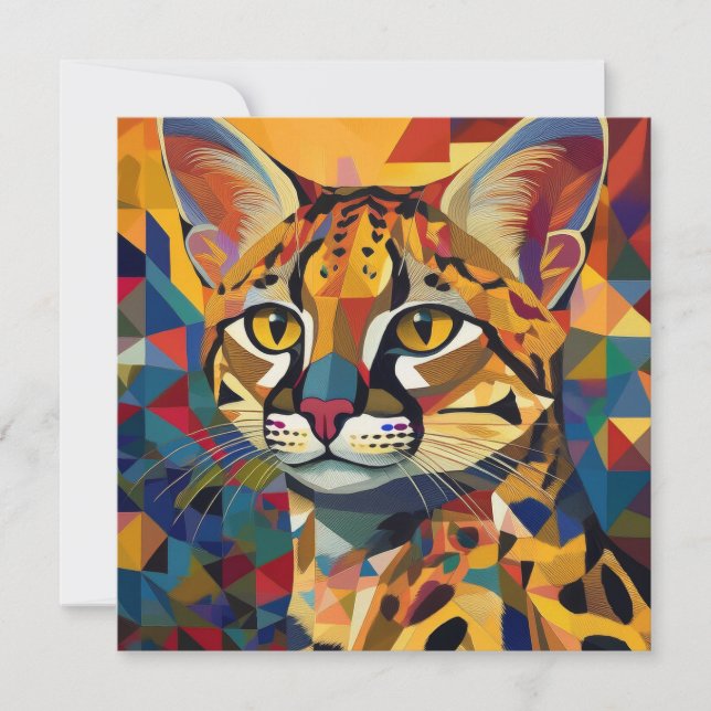 Cartes Pour Fêtes Annuelles Chat Cubisme IA (Devant)
