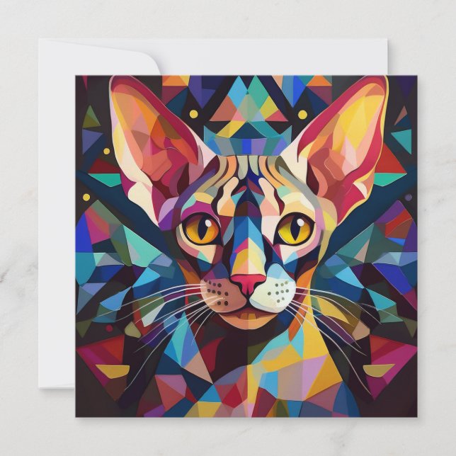 Cartes Pour Fêtes Annuelles Chat Cubisme IA (Devant)