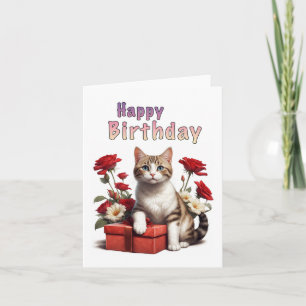 Cartes Pour Fêtes Annuelles chat d'anniversaire heureux