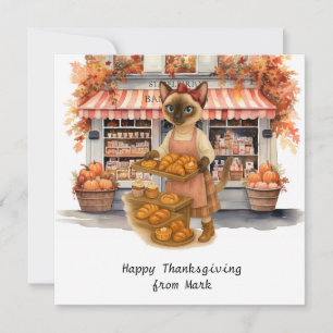 Cartes Pour Fêtes Annuelles Chat d'automne à BAKERY SHOP - Saison d'automne