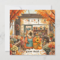Chat d'automne aux fleurs - Saison d'automne