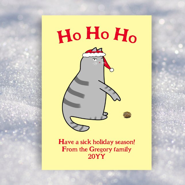 Cartes Pour Fêtes Annuelles Chat de dessin sarcastique Maladie Noël Non photo (Créateur téléchargé)