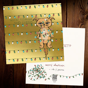 Cartes Pour Fêtes Annuelles Chat de joie ; Kitty à la chatte drôle en or de No