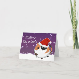 Cartes Pour Fêtes Annuelles Chat de minou de calicot de Noël de Kawaii