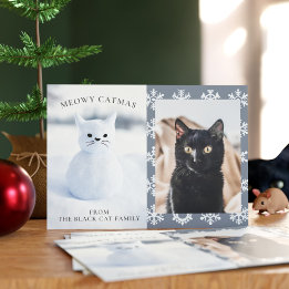 Cartes Pour Fêtes Annuelles Chat de neige de Noël animal de compagnie photo