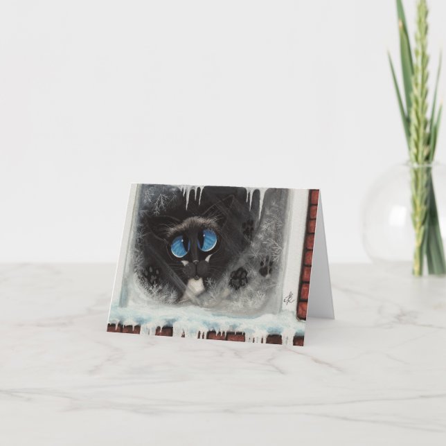 Cartes Pour Fêtes Annuelles Chat de neige d'hiver de Siamese par BiHrLe Card (Devant)