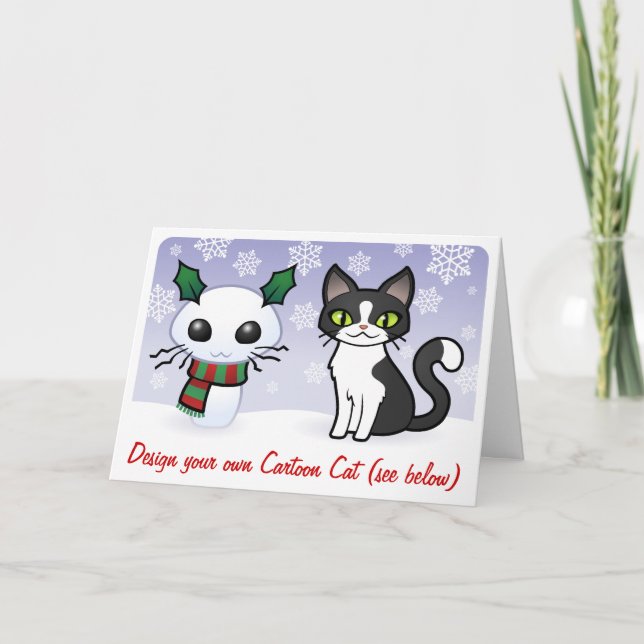 Cartes Pour Fêtes Annuelles Chat de neige Noël (créez votre propre chat de des (Devant)