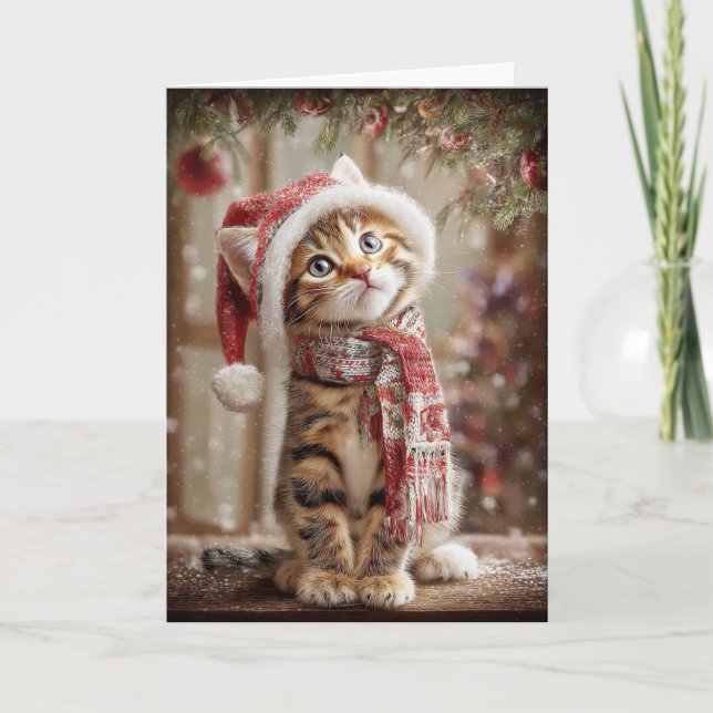 Cartes Pour Fêtes Annuelles Chat de Noël (Devant)