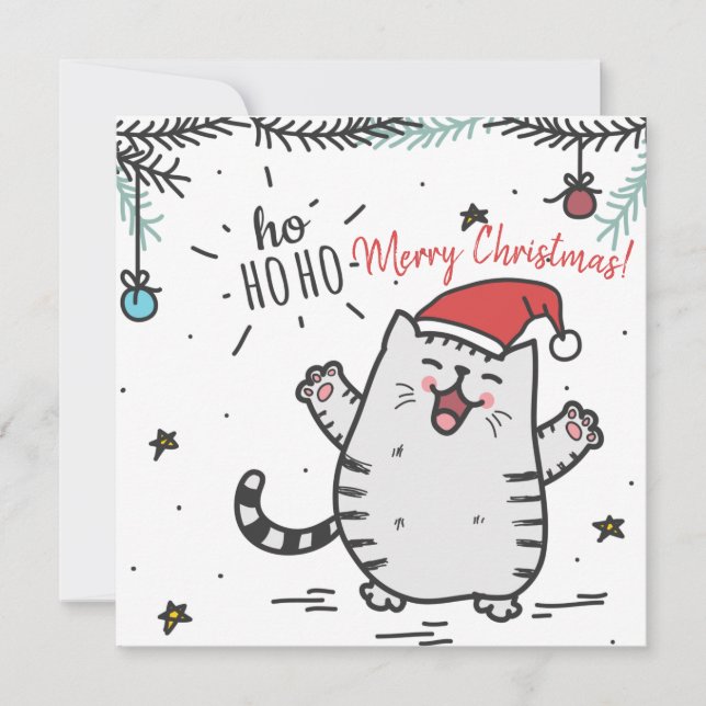 Cartes Pour Fêtes Annuelles Chat de Noël  (Devant)