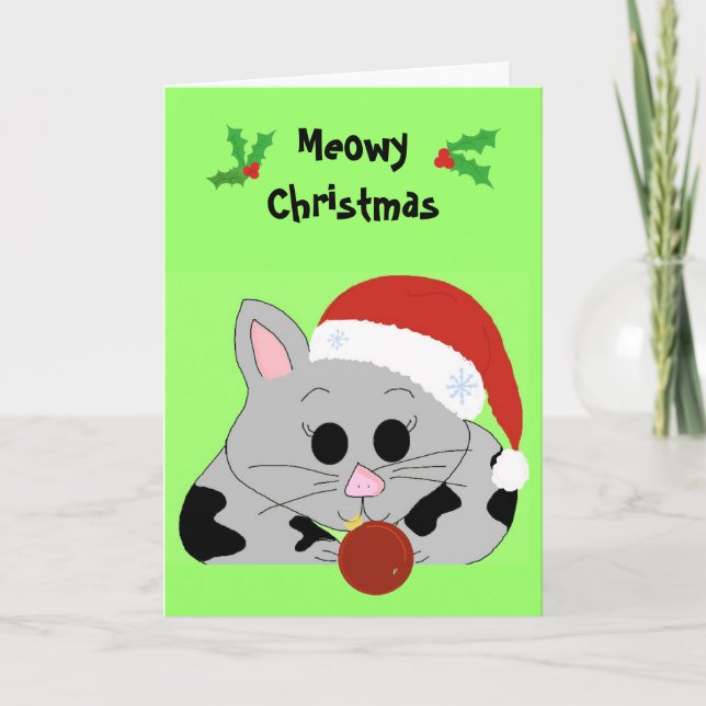 Cartes Pour Fêtes Annuelles Chat de Noël (Devant)