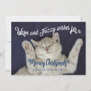 Cartes Pour Fêtes Annuelles Chat de Noël chaud et fuzzy dormant
