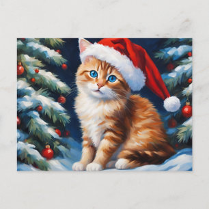 Cartes Pour Fêtes Annuelles Chat de Noël et Arbre de Noël