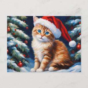 Cartes Pour Fêtes Annuelles Chat de Noël et sapin de Noël
