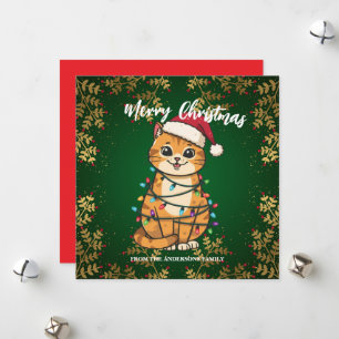 Cartes Pour Fêtes Annuelles Chat de Noël joyeux et lumineux chaton d'hiver nei