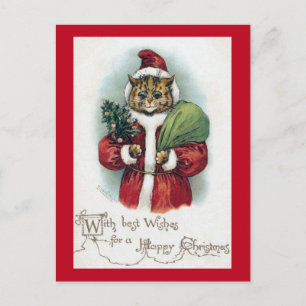 Cartes Pour Fêtes Annuelles Chat de Noël, Louis Wain