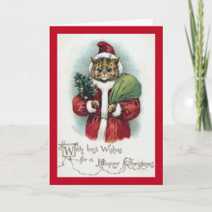 Cartes Pour Fêtes Annuelles Chat de Noël, Louis Wain