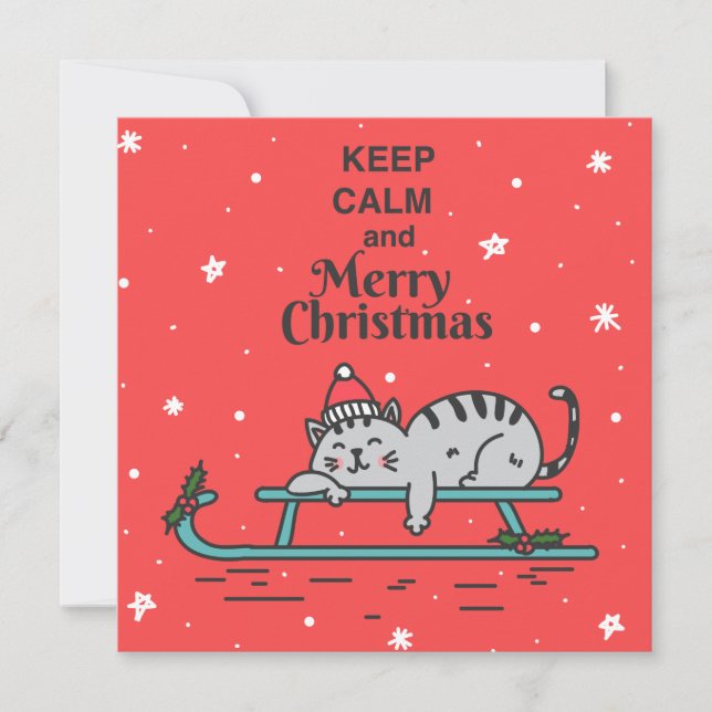 Cartes Pour Fêtes Annuelles Chat de Noël mignon (Devant)