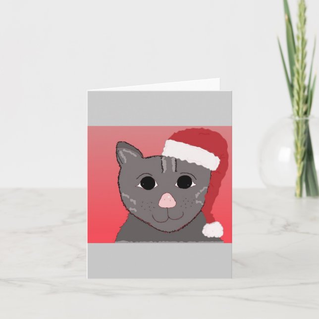 Cartes Pour Fêtes Annuelles Chat de Noël noir à l'intérieur (Devant)