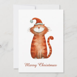 Cartes Pour Fêtes Annuelles Chat de Noël orange drôle et mignon