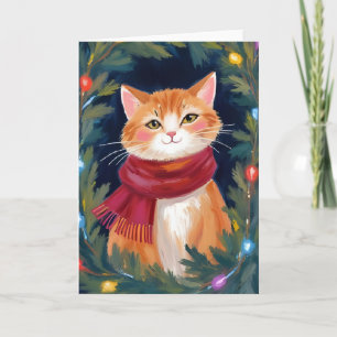 Cartes Pour Fêtes Annuelles Chat de Noël orange Festif Animal de compagnie