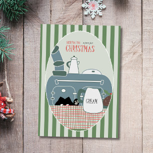 Cartes Pour Fêtes Annuelles Chat de Noël Purr-fait près du poêle Fantaisiste