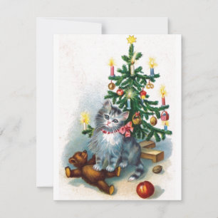 Cartes Pour Fêtes Annuelles Chat de Noël Vintage