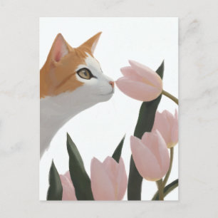 Cartes Pour Fêtes Annuelles Chat de printemps et art floral