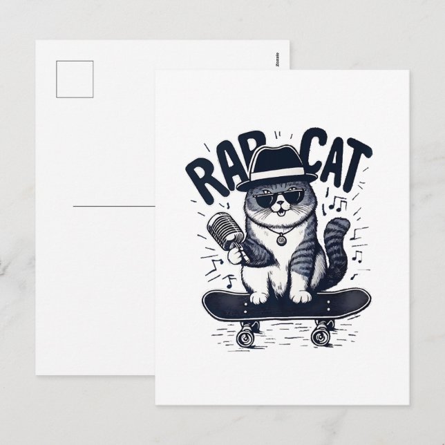 Cartes Pour Fêtes Annuelles Chat de rap Harmonie (Devant / Derrière)