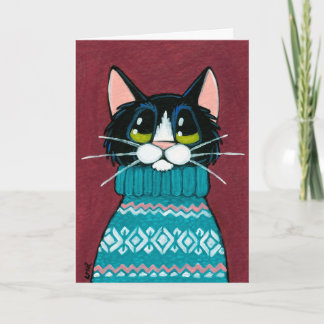 Cartes Pour Fêtes Annuelles Chat de smoking portant une peinture laide de