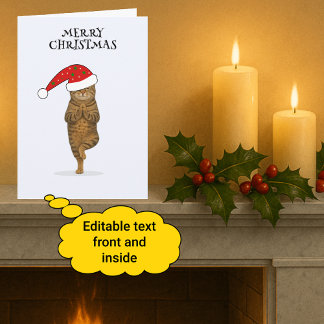 Cartes Pour Fêtes Annuelles Chat de yoga joyeux Noël