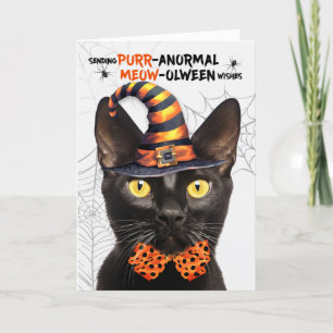 Cartes Pour Fêtes Annuelles Chat d'Halloween Bombay noir PURRanormal MEOWolwee