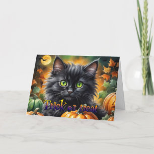 Cartes Pour Fêtes Annuelles Chat d'Halloween heureux avec citrouille