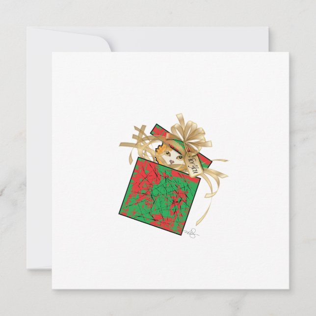 Cartes Pour Fêtes Annuelles Chat d'orange - Surprix cadeau de Noël (Devant)