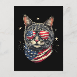Cartes Pour Fêtes Annuelles Chat drapeau américain 4 juillet Meowica