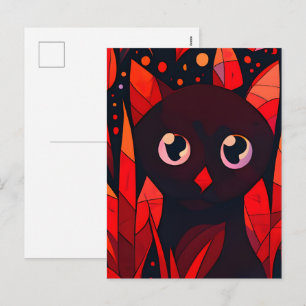 Cartes Pour Fêtes Annuelles Chat drôle caché derrière des feuilles de style an