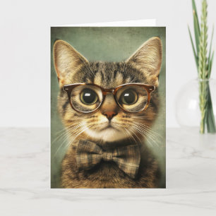 Cartes Pour Fêtes Annuelles Chat drôle dans le bureau des lunettes
