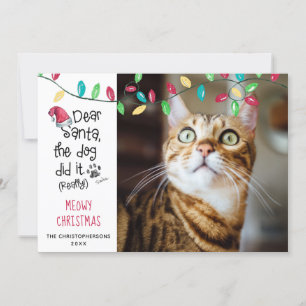 Cartes Pour Fêtes Annuelles Chat Drôle Disant Joyeux Noël en Miaulant Photo No