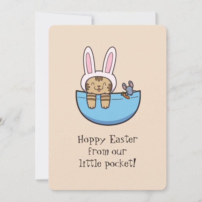Cartes Pour Fêtes Annuelles Chat drôle en costume lapin Pâques (Devant)