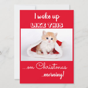 Cartes Pour Fêtes Annuelles Chat Drôle Je Me Suis Réveillé Comme Ça Noël Vacan