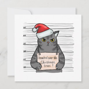Cartes Pour Fêtes Annuelles Chat drôle que j'ai renversé l'arbre de Noël 