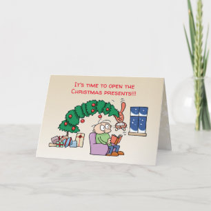 Cartes Pour Fêtes Annuelles Chat drôle suspendu à l'arbre de Noël, photo