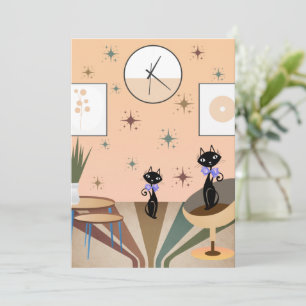 Cartes Pour Fêtes Annuelles Chat Du Milieu Du Siècle Moderne