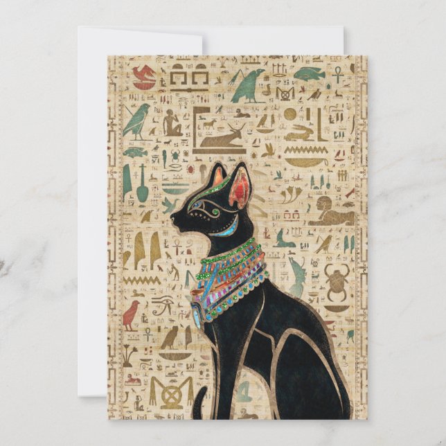 Cartes Pour Fêtes Annuelles Chat égyptien - Bastet sur le papyrus (Devant)
