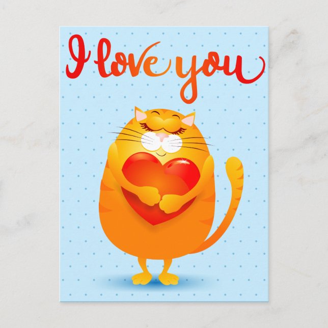 Cartes Pour Fêtes Annuelles Chat en amour (Devant)
