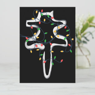 Cartes Pour Fêtes Annuelles Chat enveloppé de lumières de Noël Noël drôle