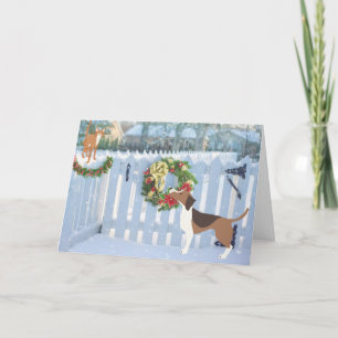 Cartes Pour Fêtes Annuelles Chat et chien Profitez de Noël hivernal de neige