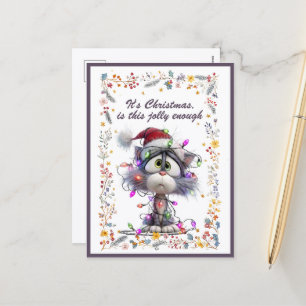 Cartes Pour Fêtes Annuelles Chat et lumières C'est Noël Est-ce assez joyeux