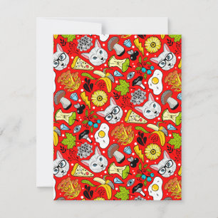 Cartes Pour Fêtes Annuelles Chat et oeuf sur le rouge