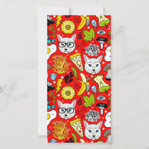 Cartes Pour Fêtes Annuelles Chat et œuf sur rouge