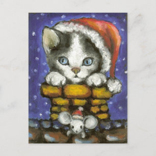 Cartes Pour Fêtes Annuelles Chat et souris de Noël
